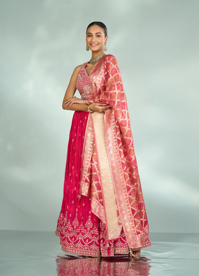 Mohey Women Royal Pink Elegance Lehenga