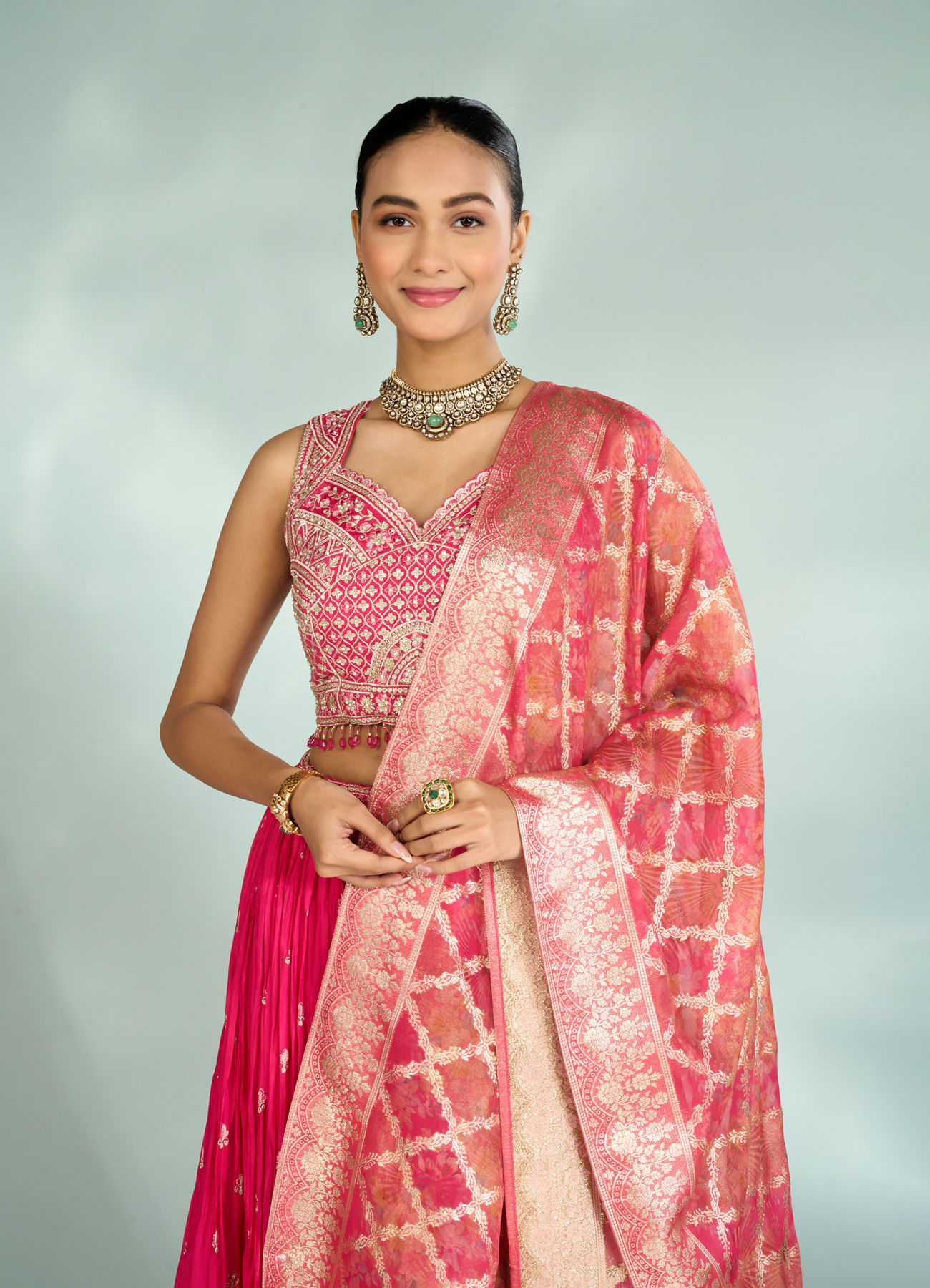 Mohey Women Royal Pink Elegance Lehenga