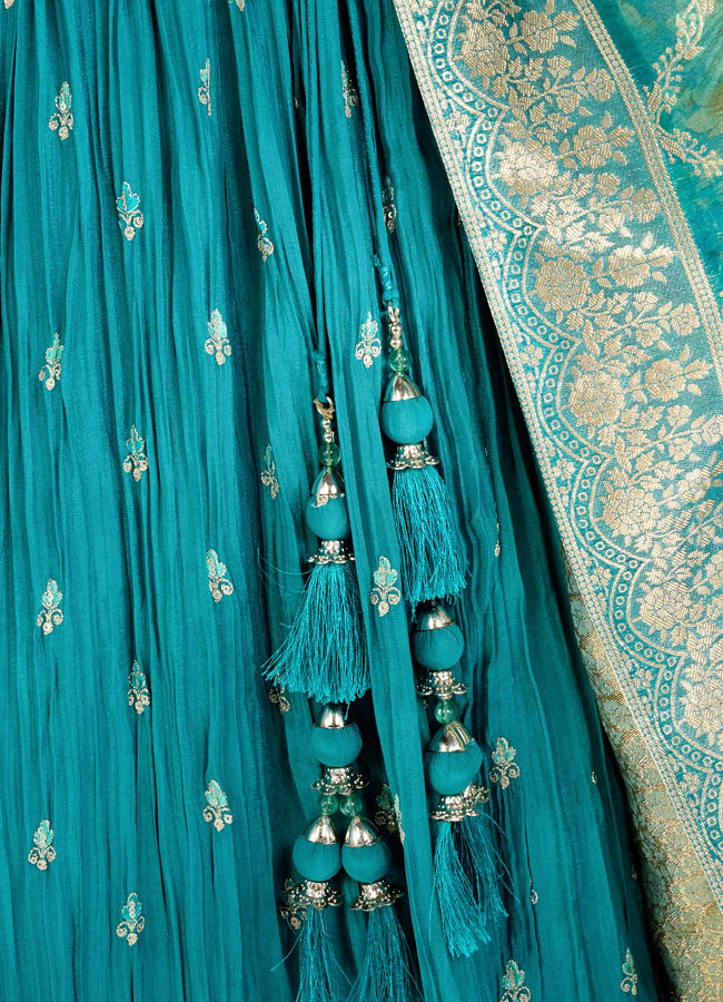 Mohey Women Emerald Elegance Lehenga