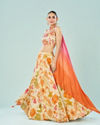 Mohey Women Cream Tissue Fusion Lehenga Set