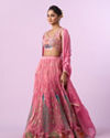 Mohey Women Pink Tissue Radiance Lehenga