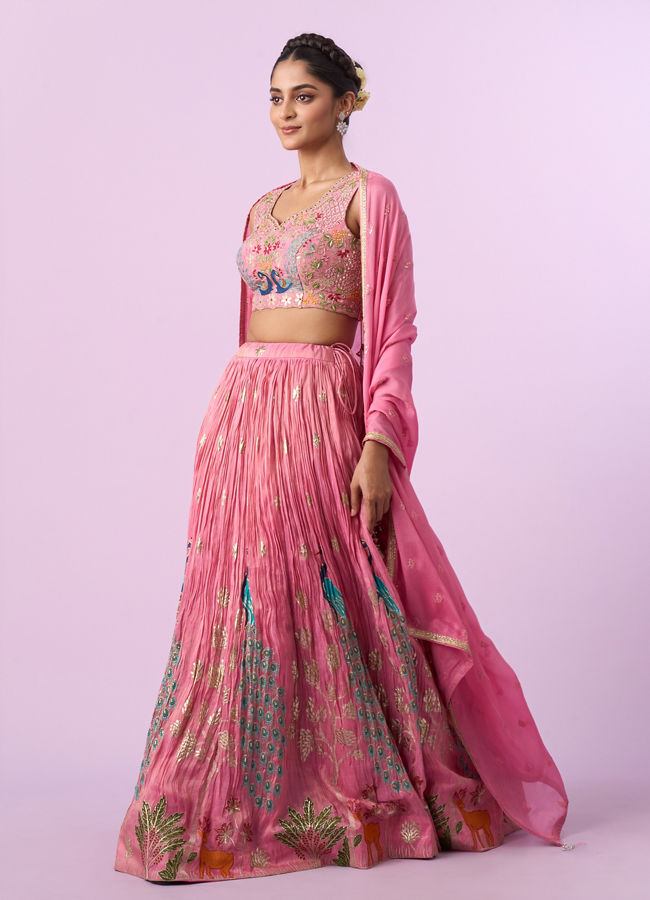 Mohey Women Pink Tissue Radiance Lehenga