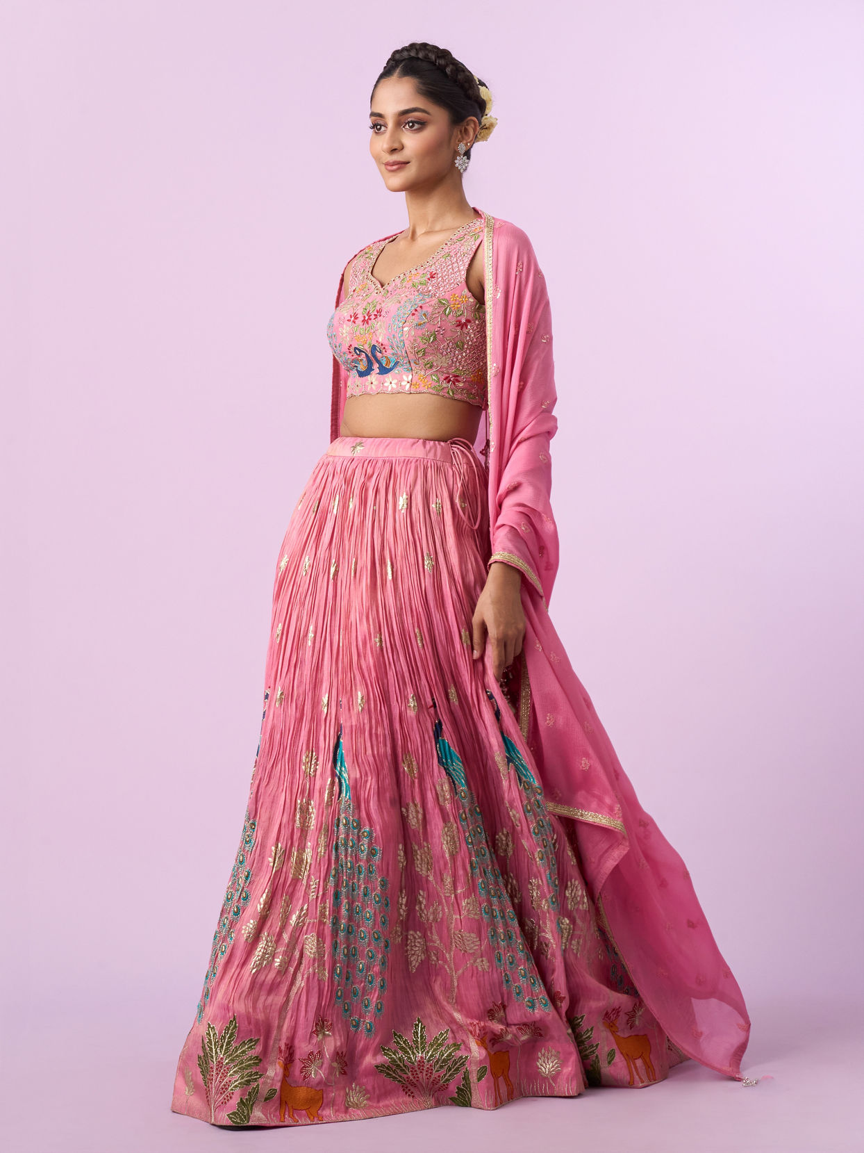 Mohey Women Pink Tissue Radiance Lehenga