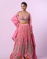 Mohey Women Pink Tissue Radiance Lehenga