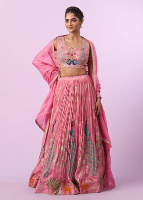 Mohey Women Pink Tissue Radiance Lehenga