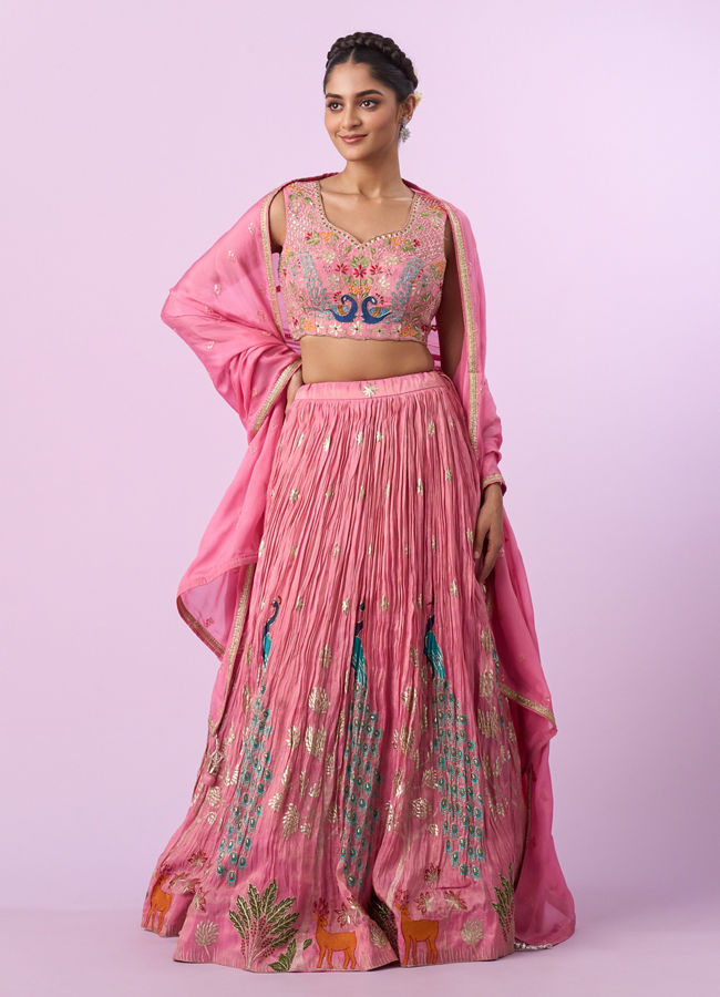 Mohey Women Pink Tissue Radiance Lehenga