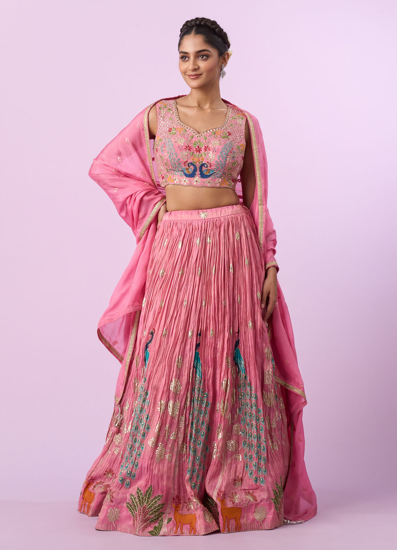 Mohey Women Pink Tissue Radiance Lehenga