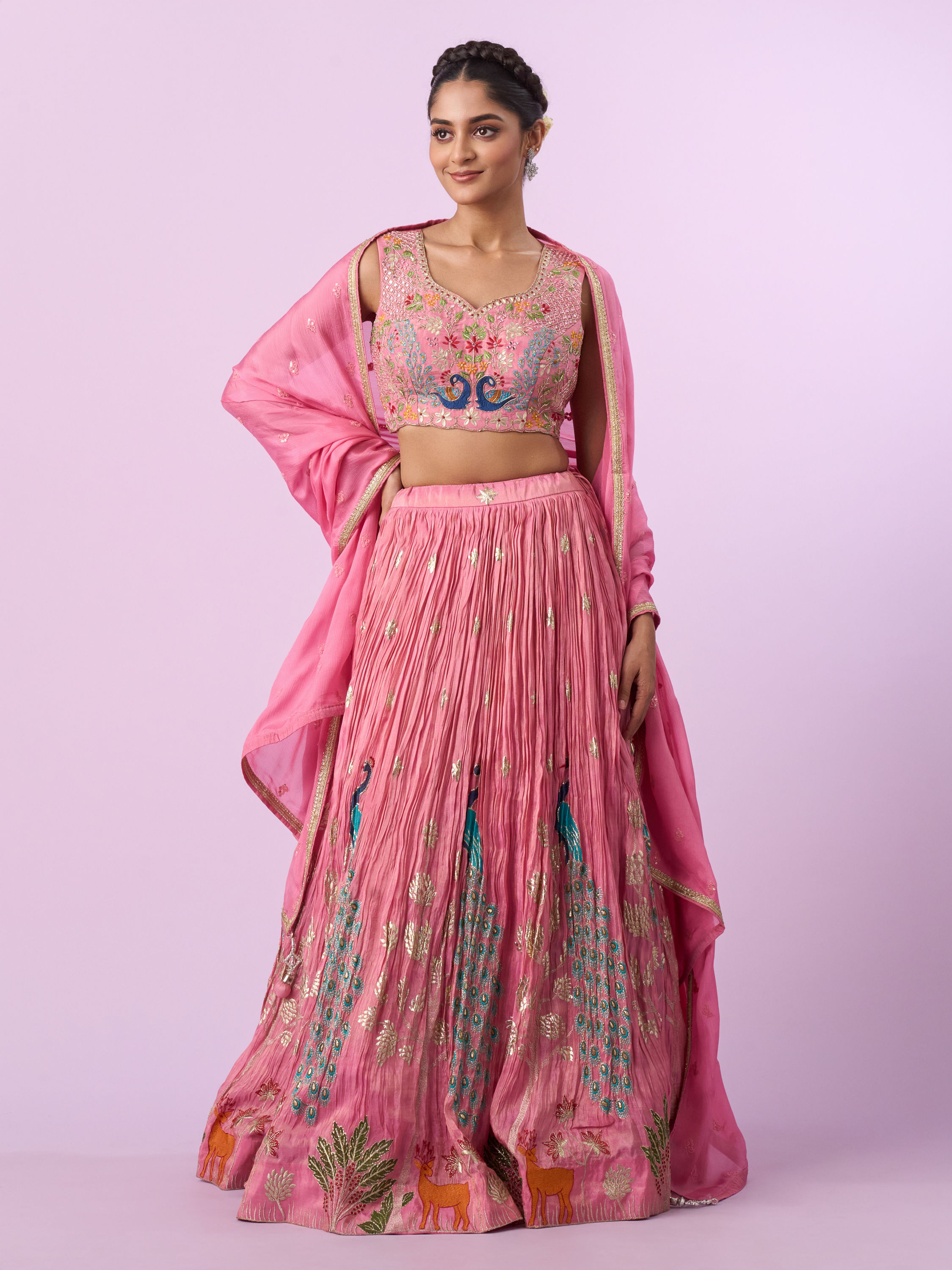 Mohey Women Pink Tissue Radiance Lehenga