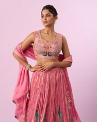 Mohey Women Pink Tissue Radiance Lehenga