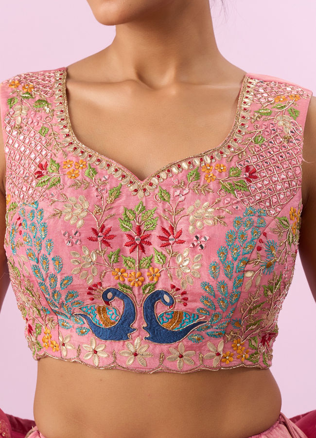Mohey Women Pink Tissue Radiance Lehenga