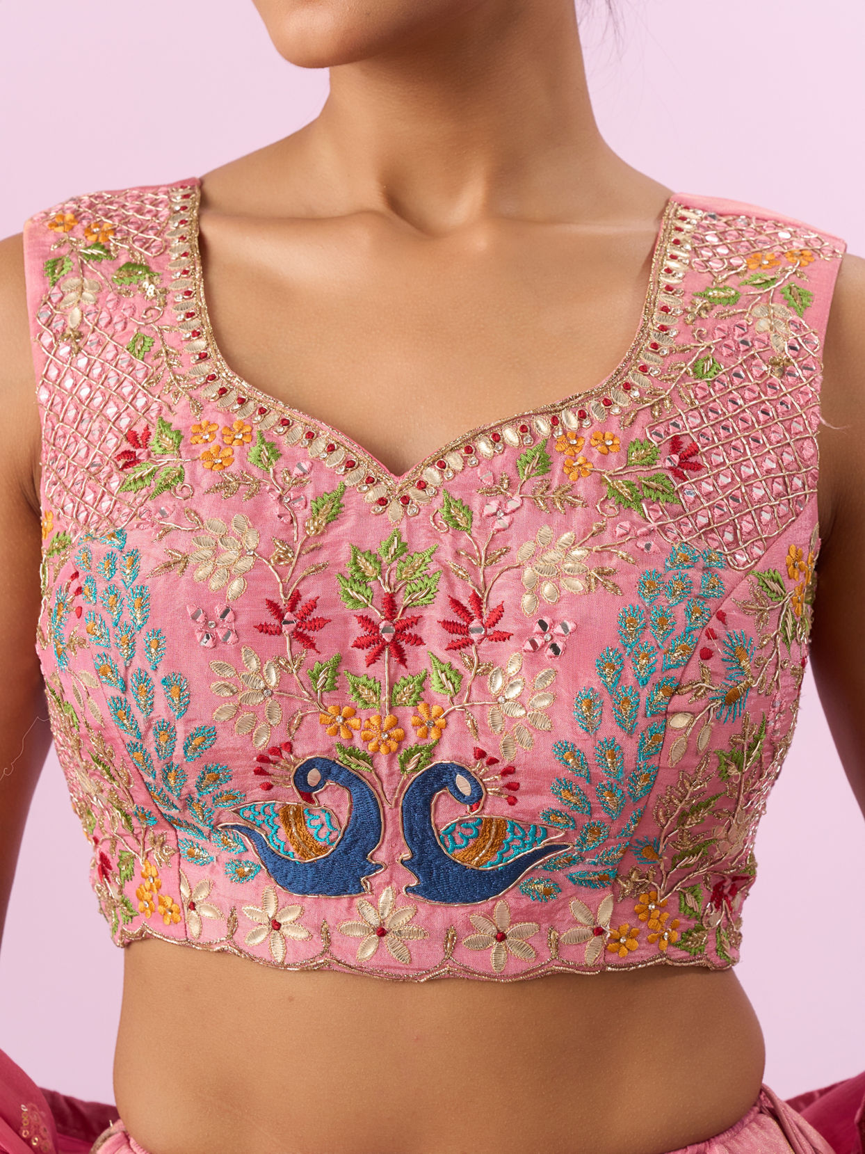 Mohey Women Pink Tissue Radiance Lehenga