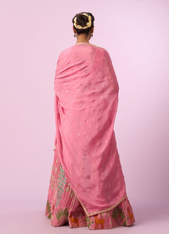 Mohey Women Pink Tissue Radiance Lehenga