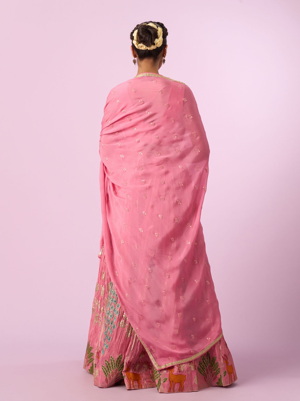 Mohey Women Pink Tissue Radiance Lehenga