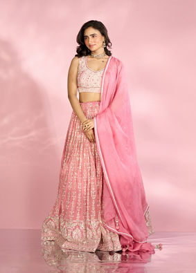 Mohey Women Pink Festive Elegance Lehenga