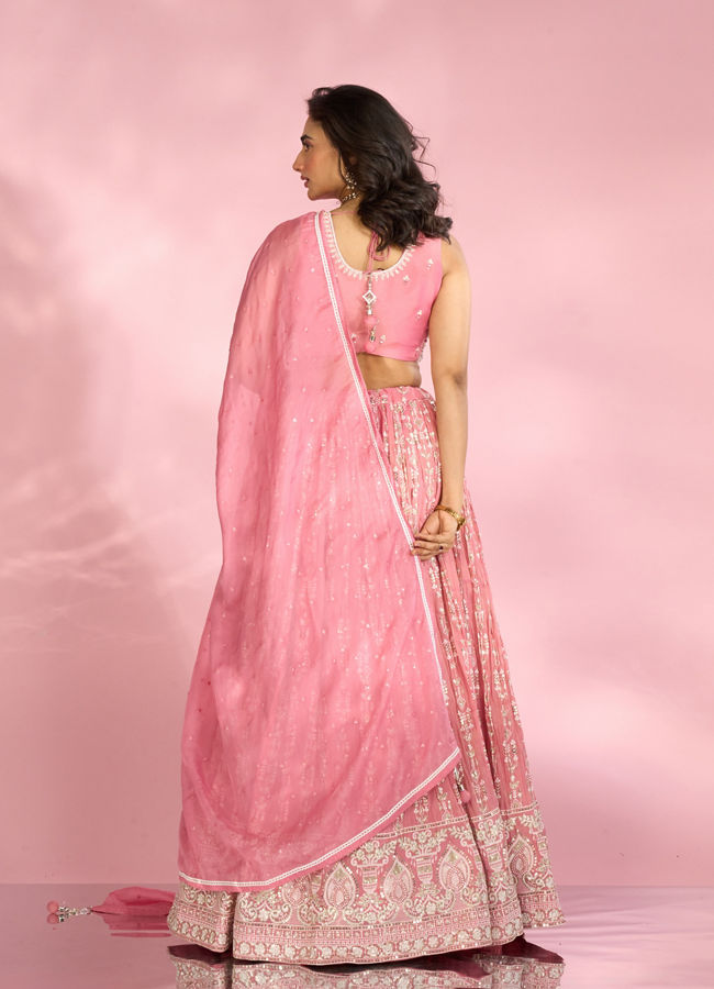 Mohey Women Pink Festive Elegance Lehenga
