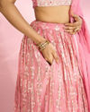 Mohey Women Pink Festive Elegance Lehenga