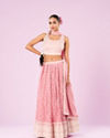 Pink Chinon Lehenga Set
