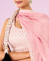 Mohey Women Pink Chinon Lehenga Set