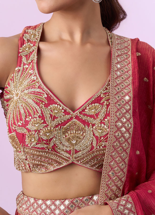 Mohey Women Celebratory Pink Lehenga