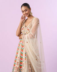 Mohey Women Glistening Cream Elegance Lehenga