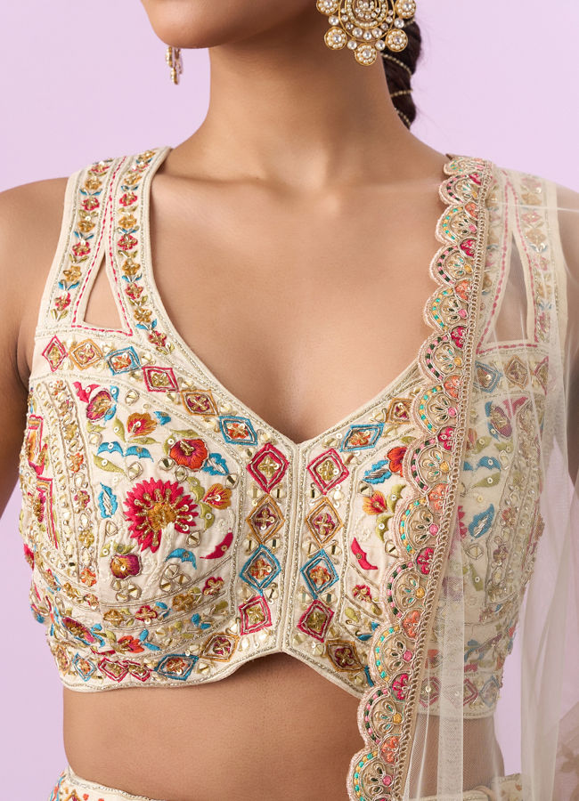Mohey Women Glistening Cream Elegance Lehenga