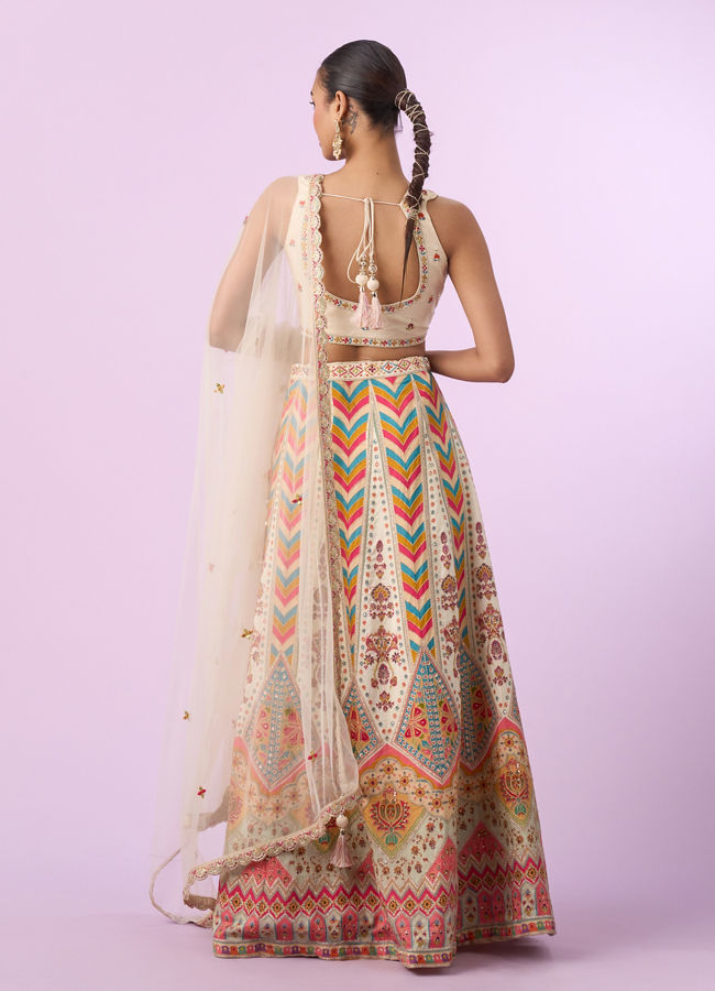 Mohey Women Glistening Cream Elegance Lehenga