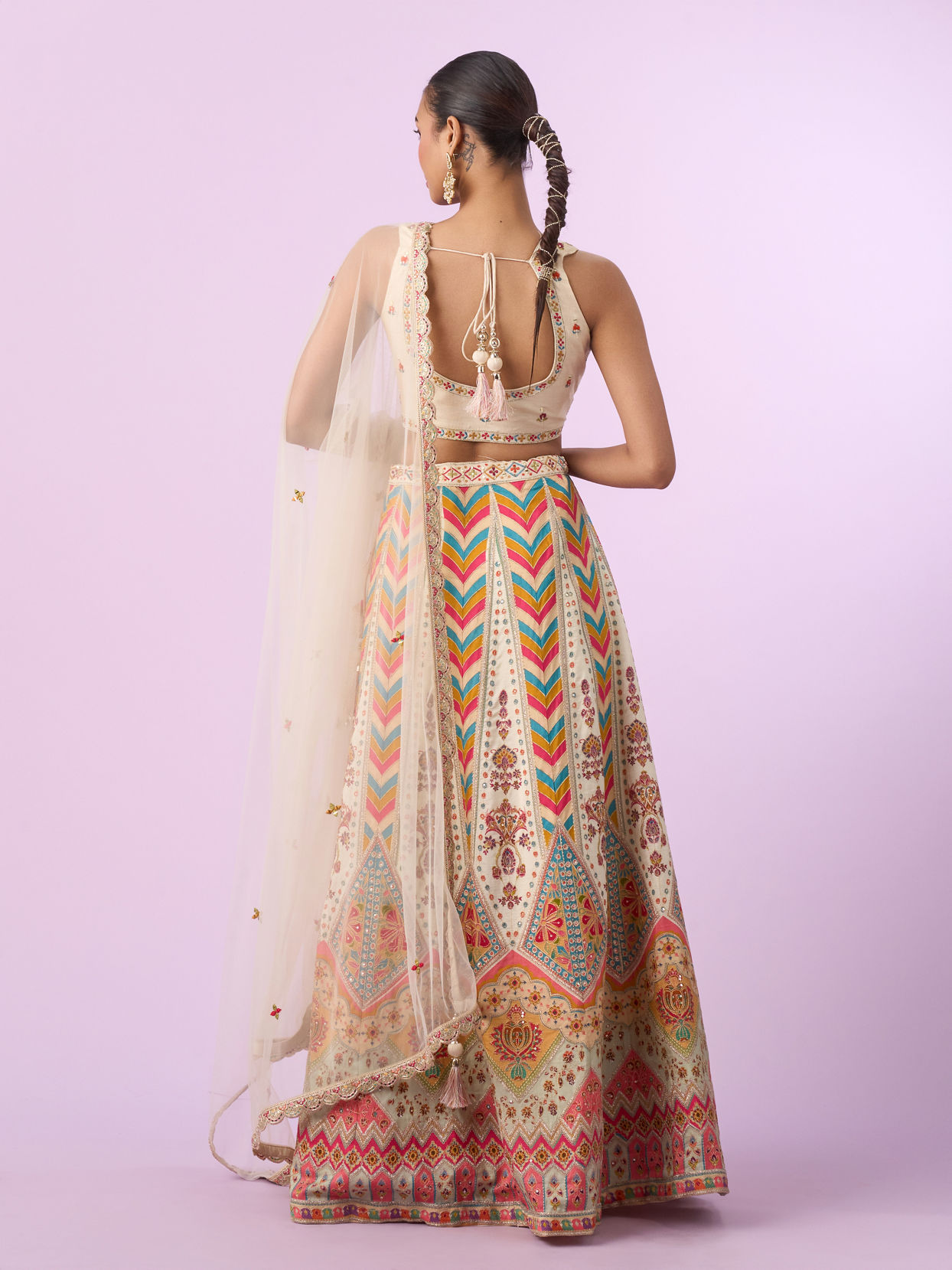 Mohey Women Glistening Cream Elegance Lehenga