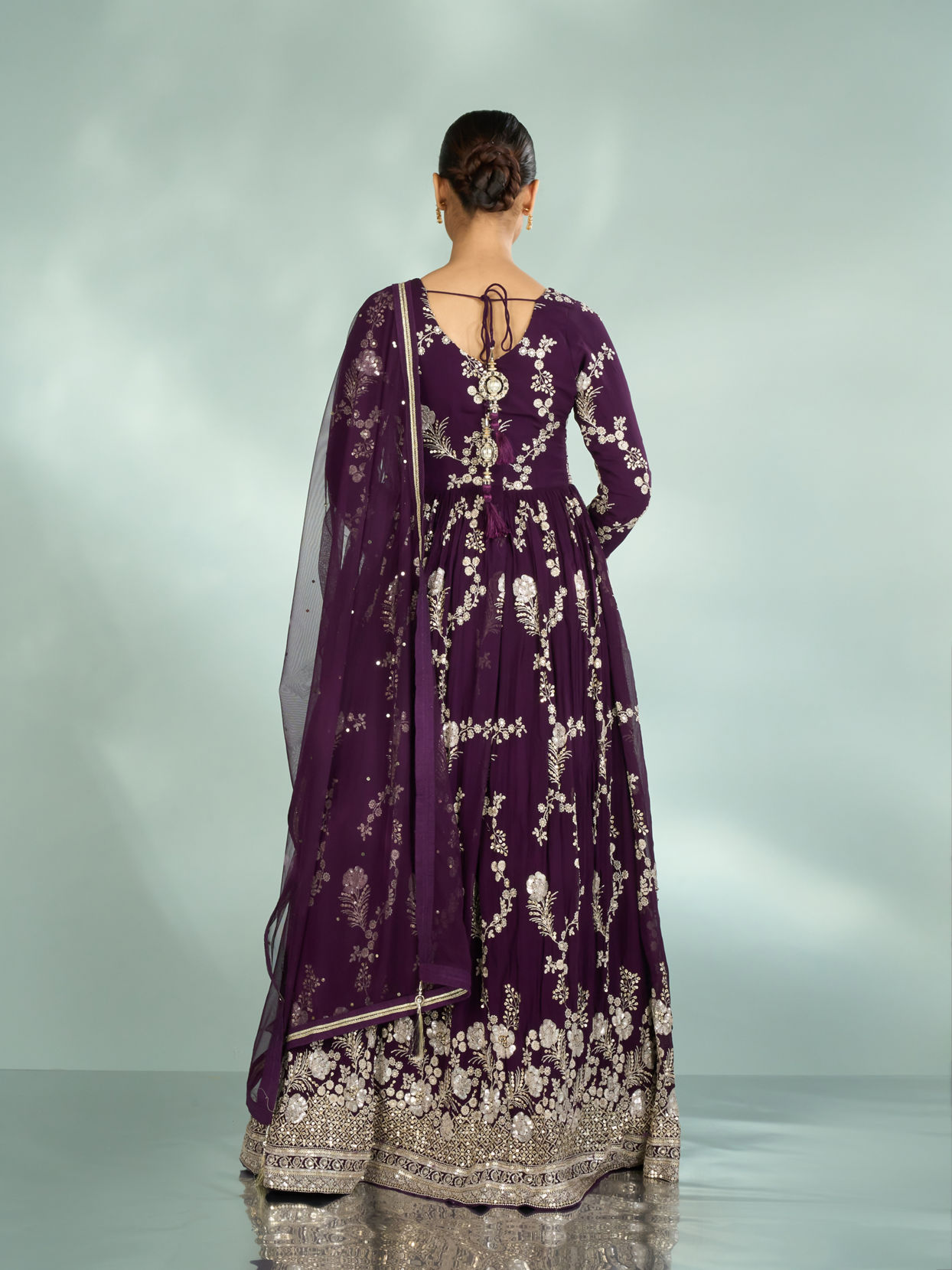 Mohey Women Wine Grandeur Georgette Anarkali Suit