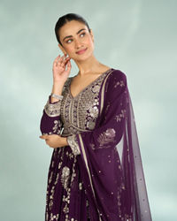 Mohey Women Wine Grandeur Georgette Anarkali Suit