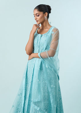 Mohey Women Radiant Azure Net Anarkali Suit