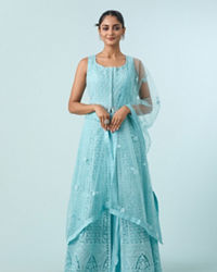 Mohey Women Radiant Azure Net Anarkali Suit