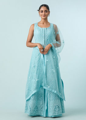 Mohey Women Radiant Azure Net Anarkali Suit