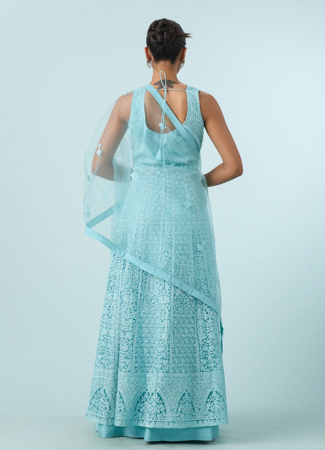 Mohey Women Radiant Azure Net Anarkali Suit