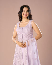 Mohey Women Lilac Net Anarkali Suit Set