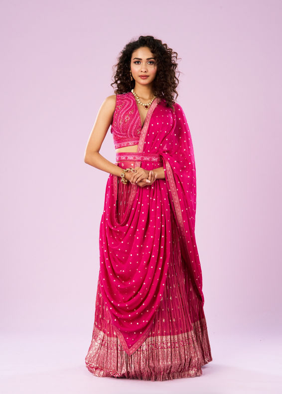 Mohey Women Elegance in Pink Lehenga Ensemble