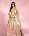 Elegant Grey Peach Lehenga