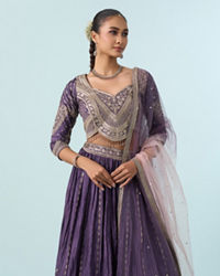 Mohey Women Regal Purple Chinon Lehenga