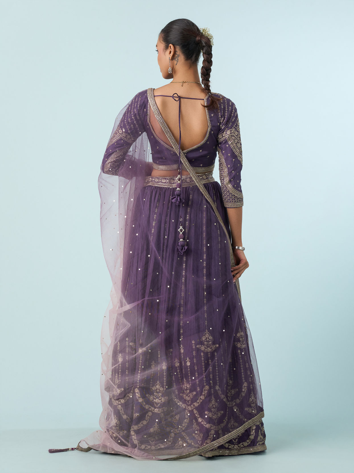 Mohey Women Regal Purple Chinon Lehenga