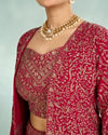 Mohey Women Pink Georgette Four piece Ensemble Indo Western