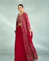 Mohey Women Pink Georgette Four piece Ensemble Indo Western