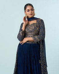 Mohey Women Blue Georgette Glory Indo Western