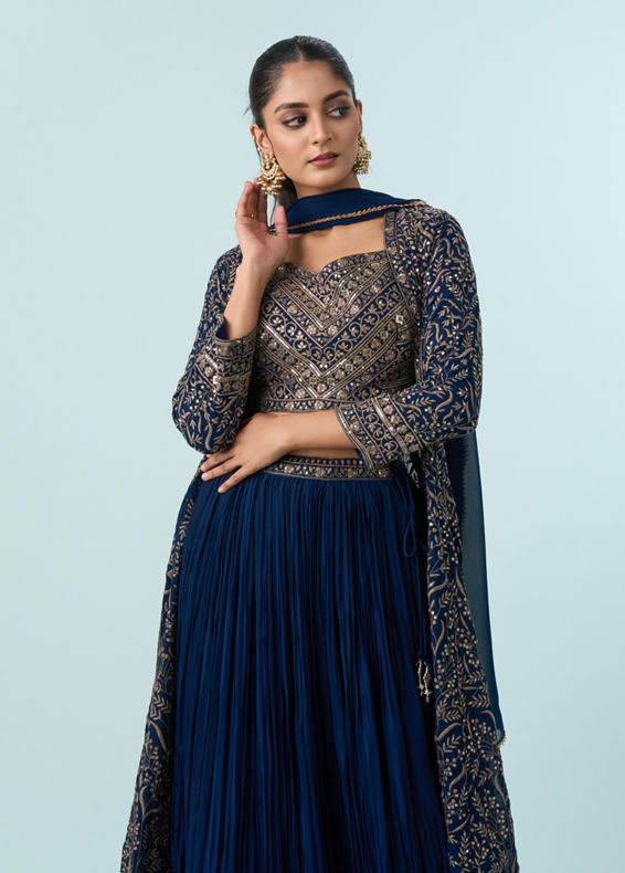 Mohey Women Blue Georgette Glory Indo Western