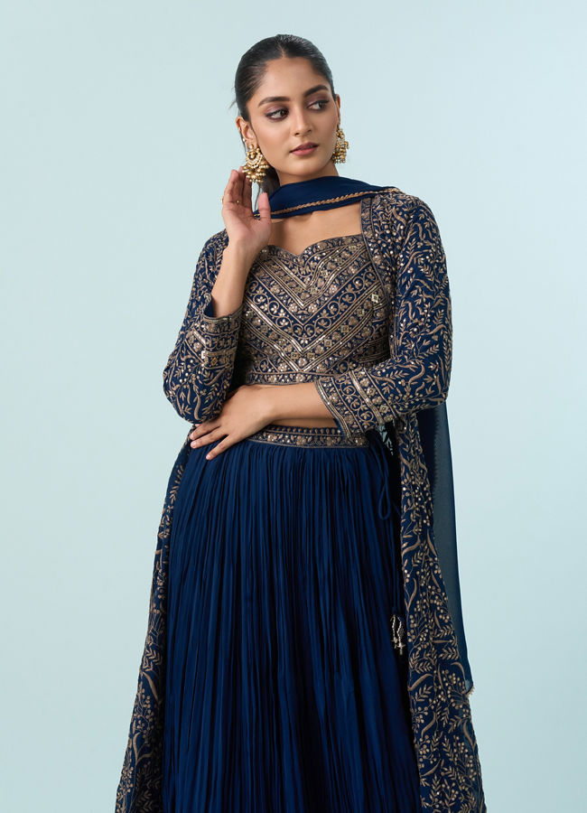 Mohey Women Blue Georgette Glory Indo Western