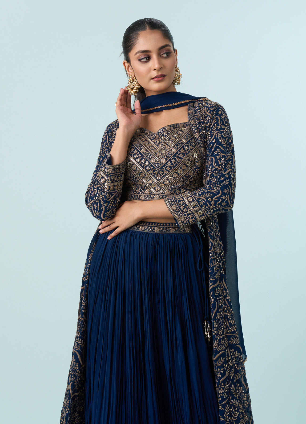 Mohey Women Blue Georgette Glory Indo Western