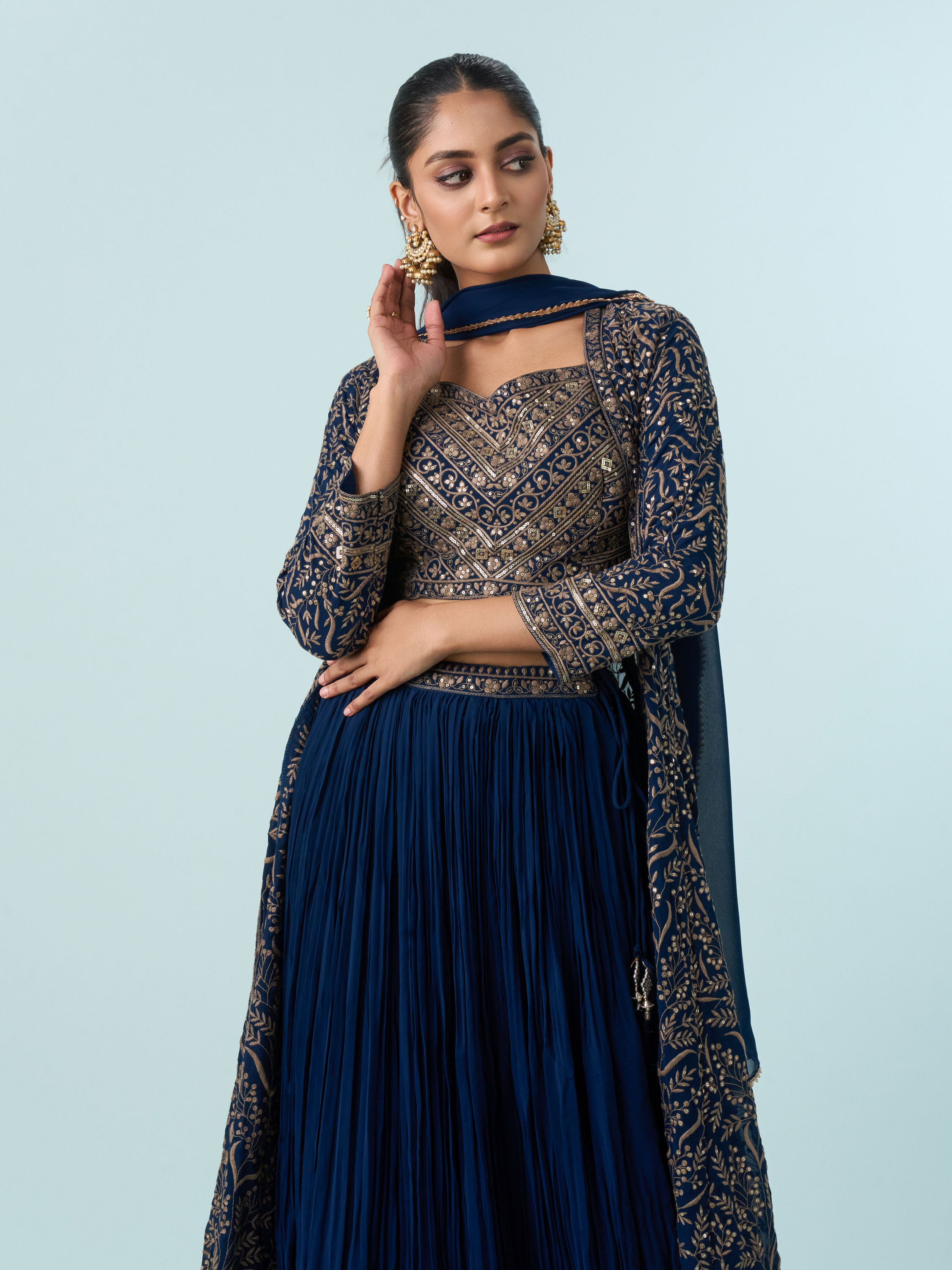 Mohey Women Blue Georgette Glory Indo Western