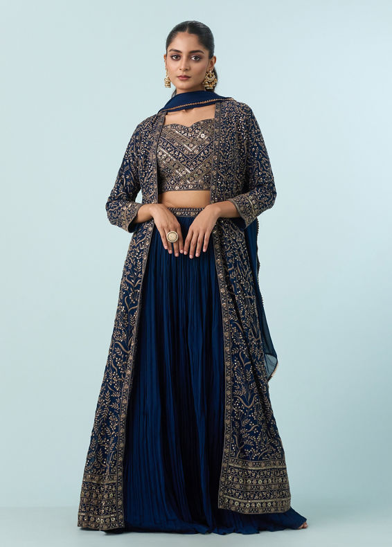 Mohey Women Blue Georgette Glory Indo Western