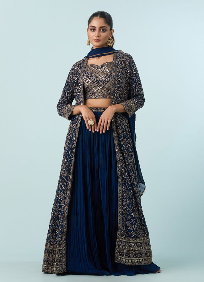 Mohey Women Blue Georgette Glory Indo Western