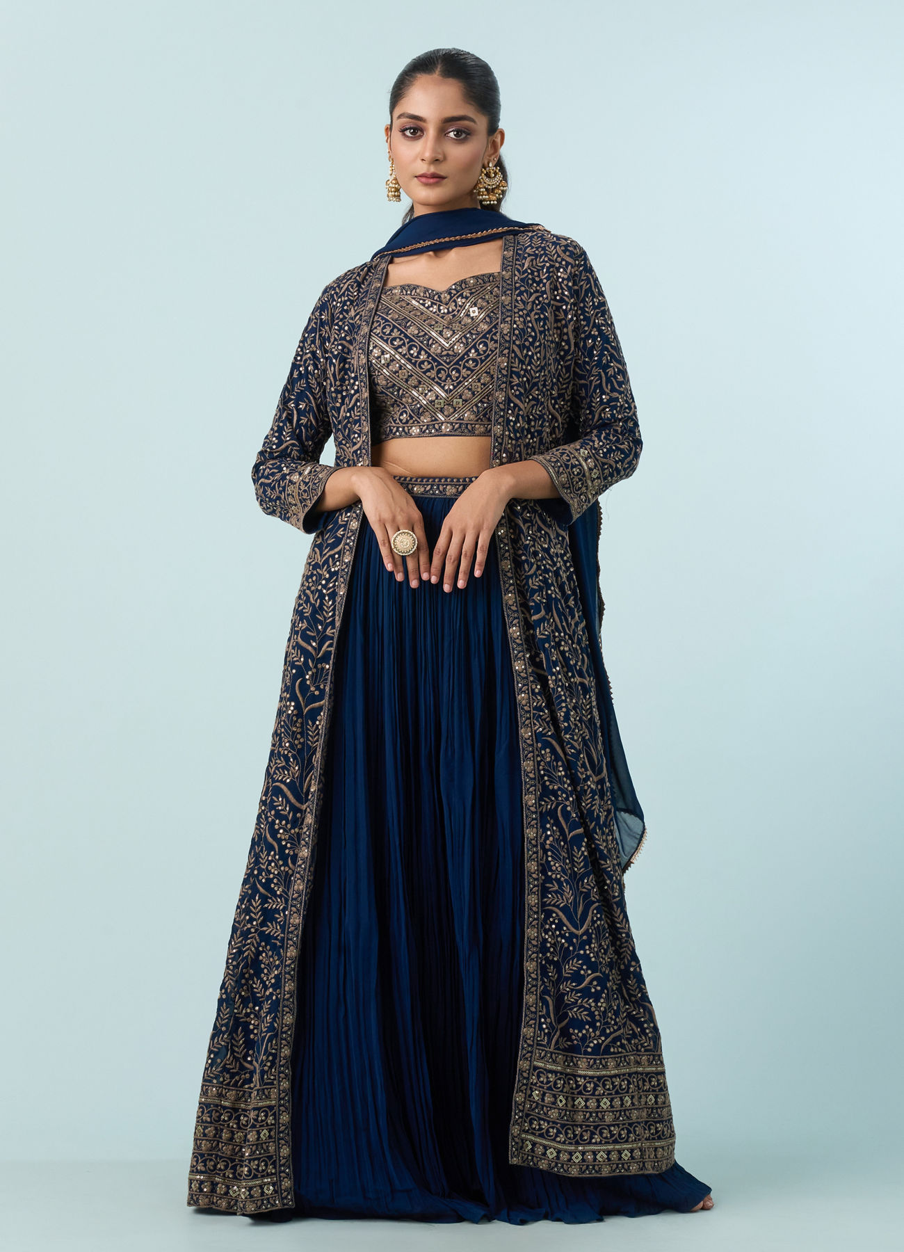 Mohey Women Blue Georgette Glory Indo Western