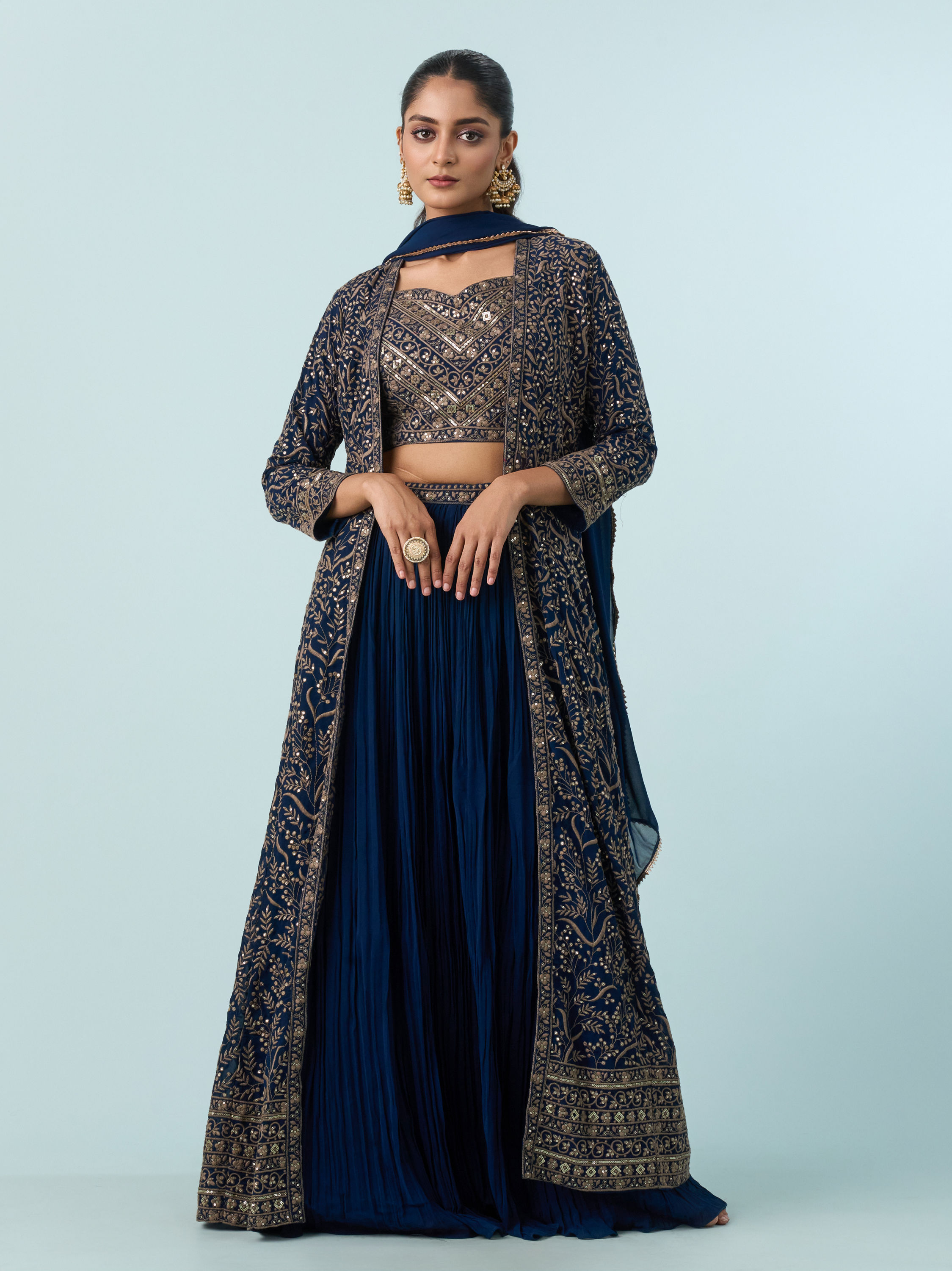 Mohey Women Blue Georgette Glory Indo Western