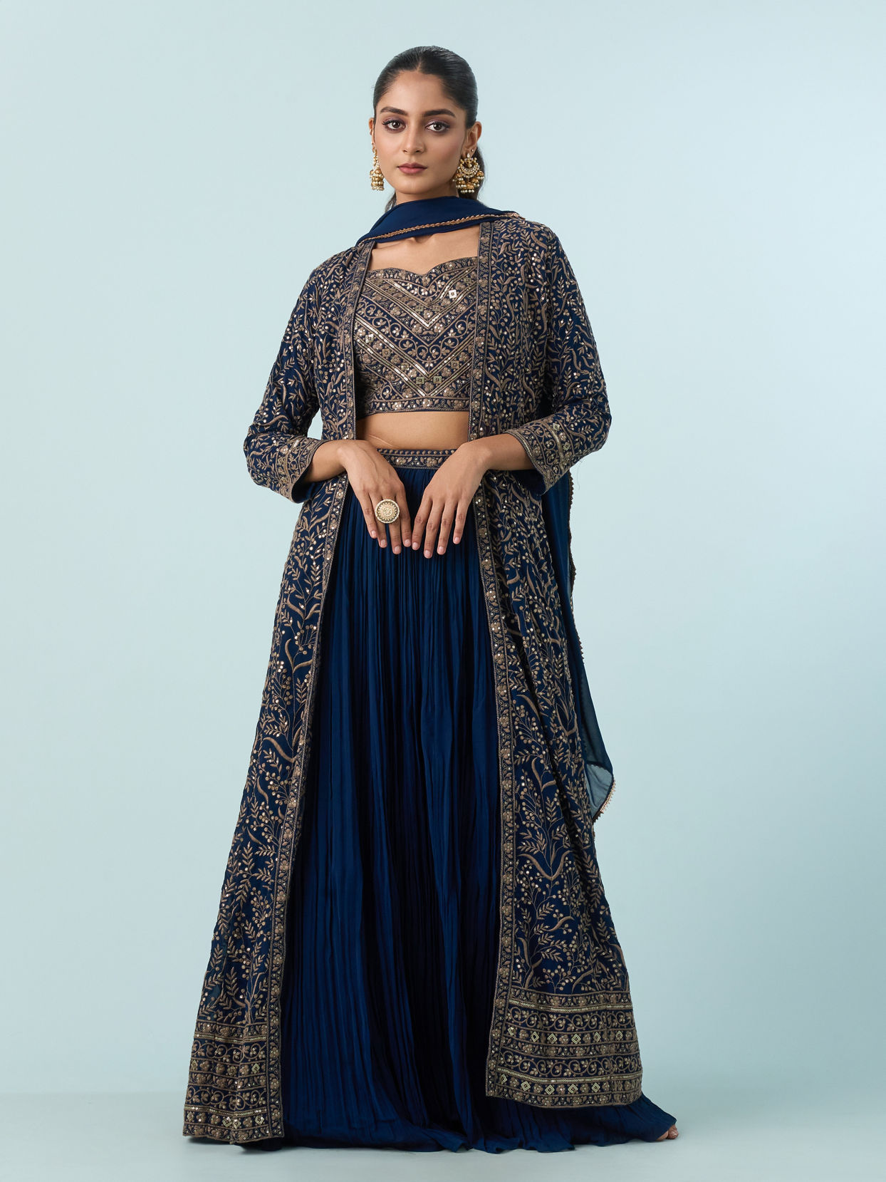 Mohey Women Blue Georgette Glory Indo Western